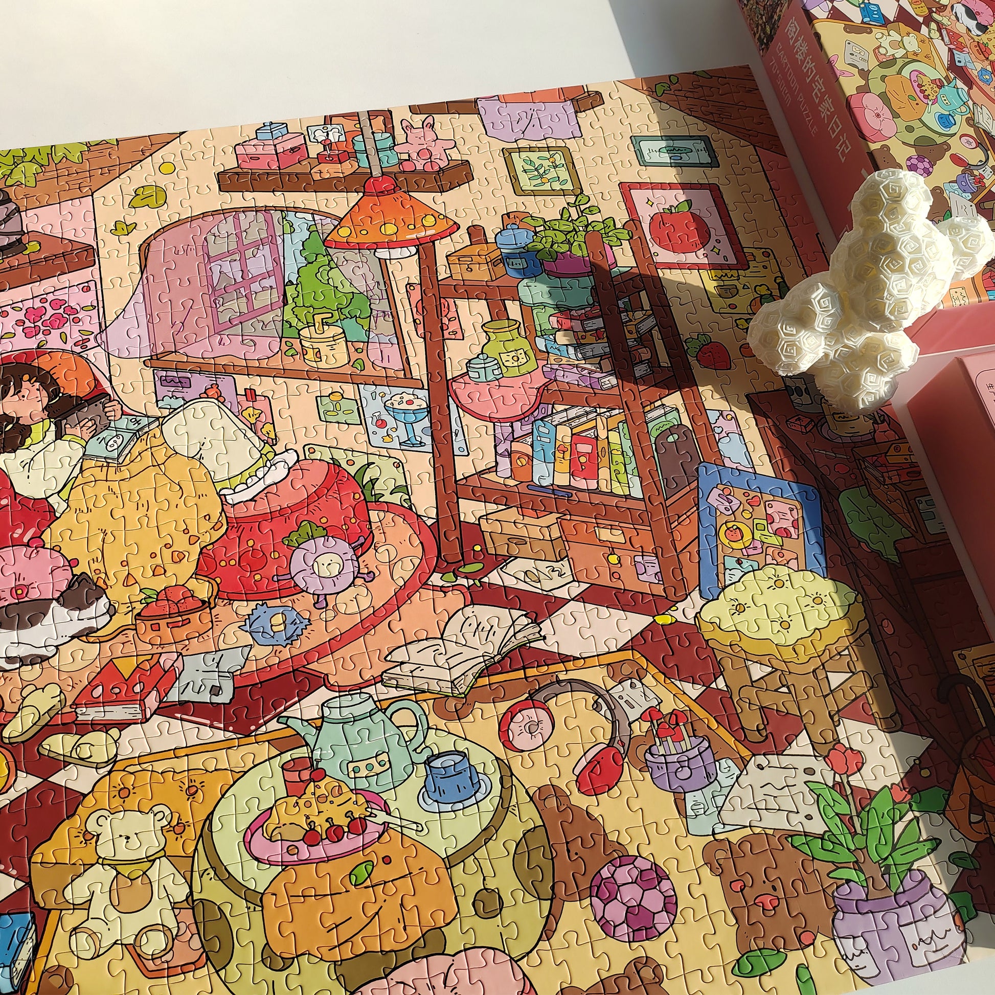 [Jigsaw Puzzle]1000-Piece Cartoon-Style Jigsaw Puzzle 'Attic Staycation Diary' - Whimsical Home Life Art for Family Game Night - 95BOX TOY