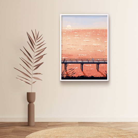 [Jigsaw Puzzle]1000-Piece Challenging Jigsaw Puzzle 'Through the Orange Sea' - Therapeutic Landscape Art for Adult Mindfulness - 95BOX TOY