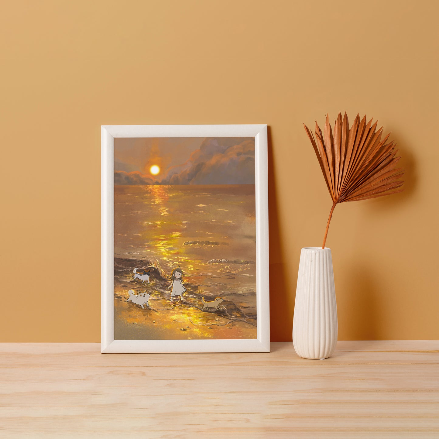 [Jigsaw Puzzle]169-Piece Mini A4 Size Puzzle 'Golden Beach' - Cute Cat & Dog Portrait for Quick Stress Relief (Portable Travel Toy) - 95BOX TOY